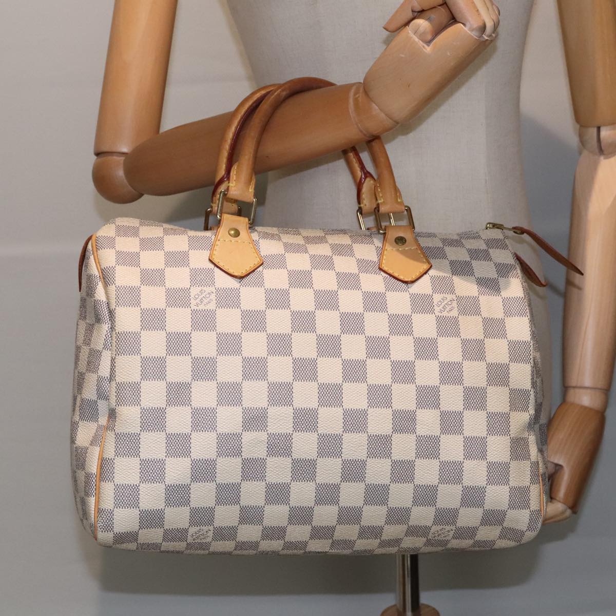 LOUIS VUITTON Damier Azur Speedy 30 Hand Bag N41533 LV Auth 94958