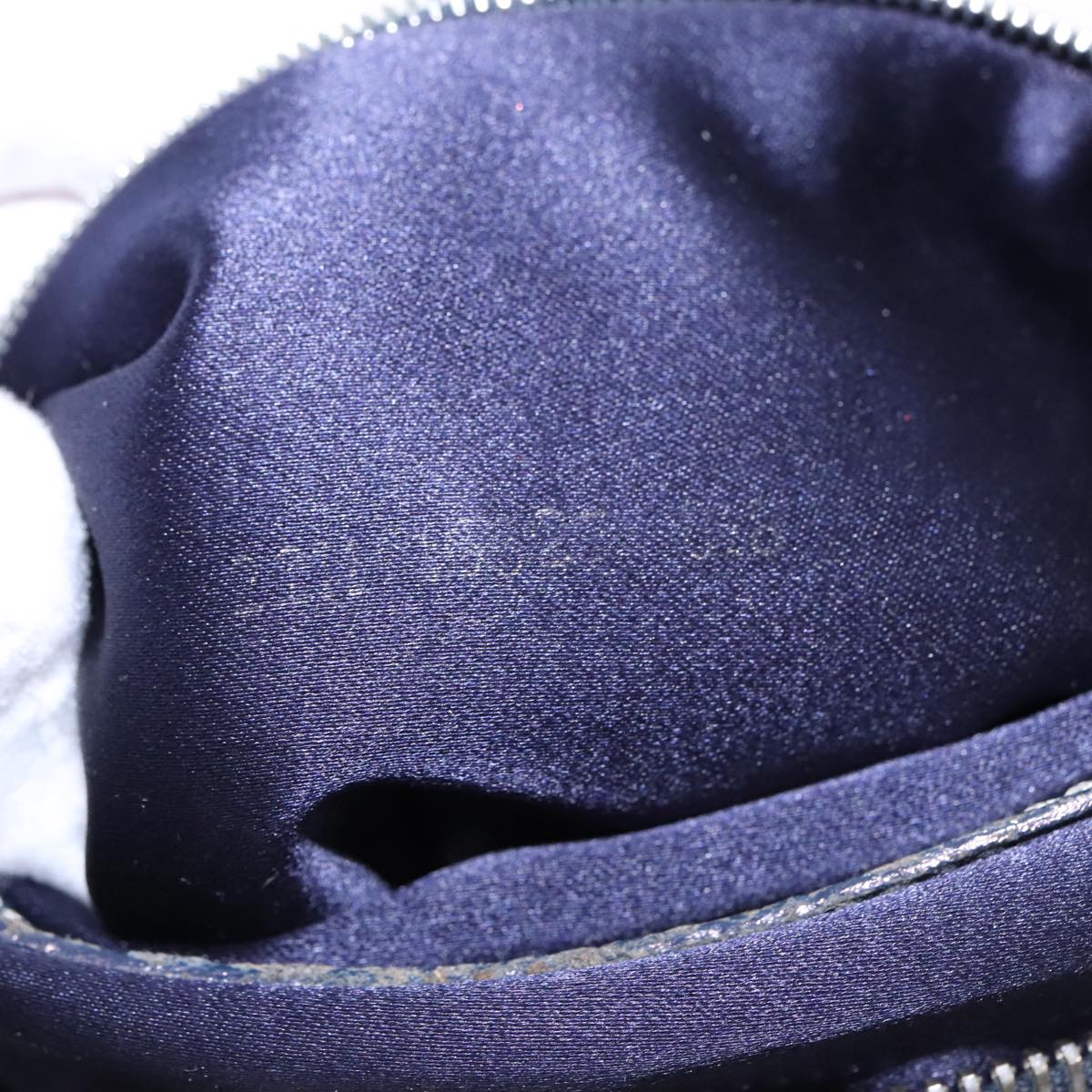 FENDI Zucchino Canvas Hand Bag Navy Silver Auth 94977