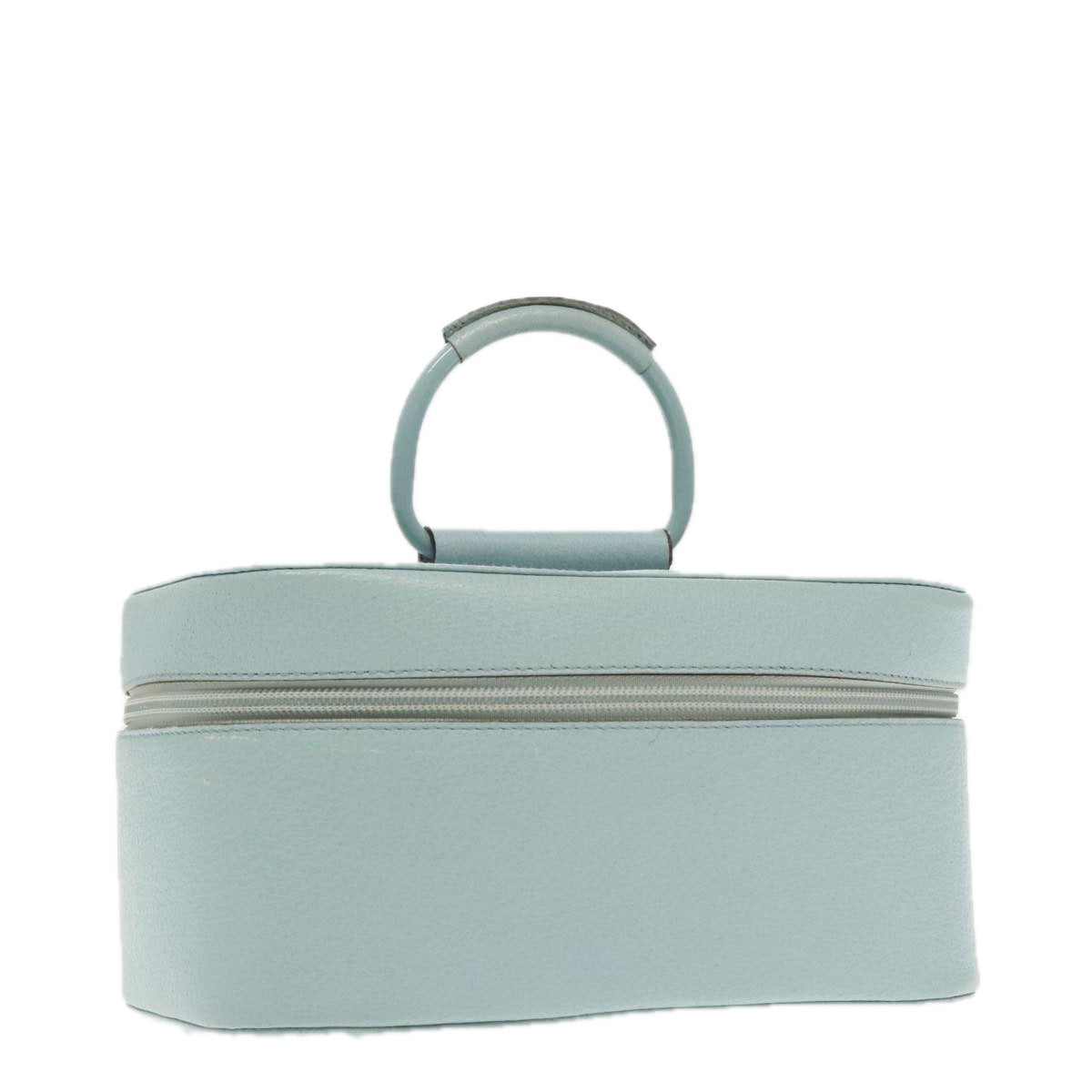 GUCCI Vanity Cosmetic Pouch Leather Light Blue Silver 039 1705 0710 Auth 94997