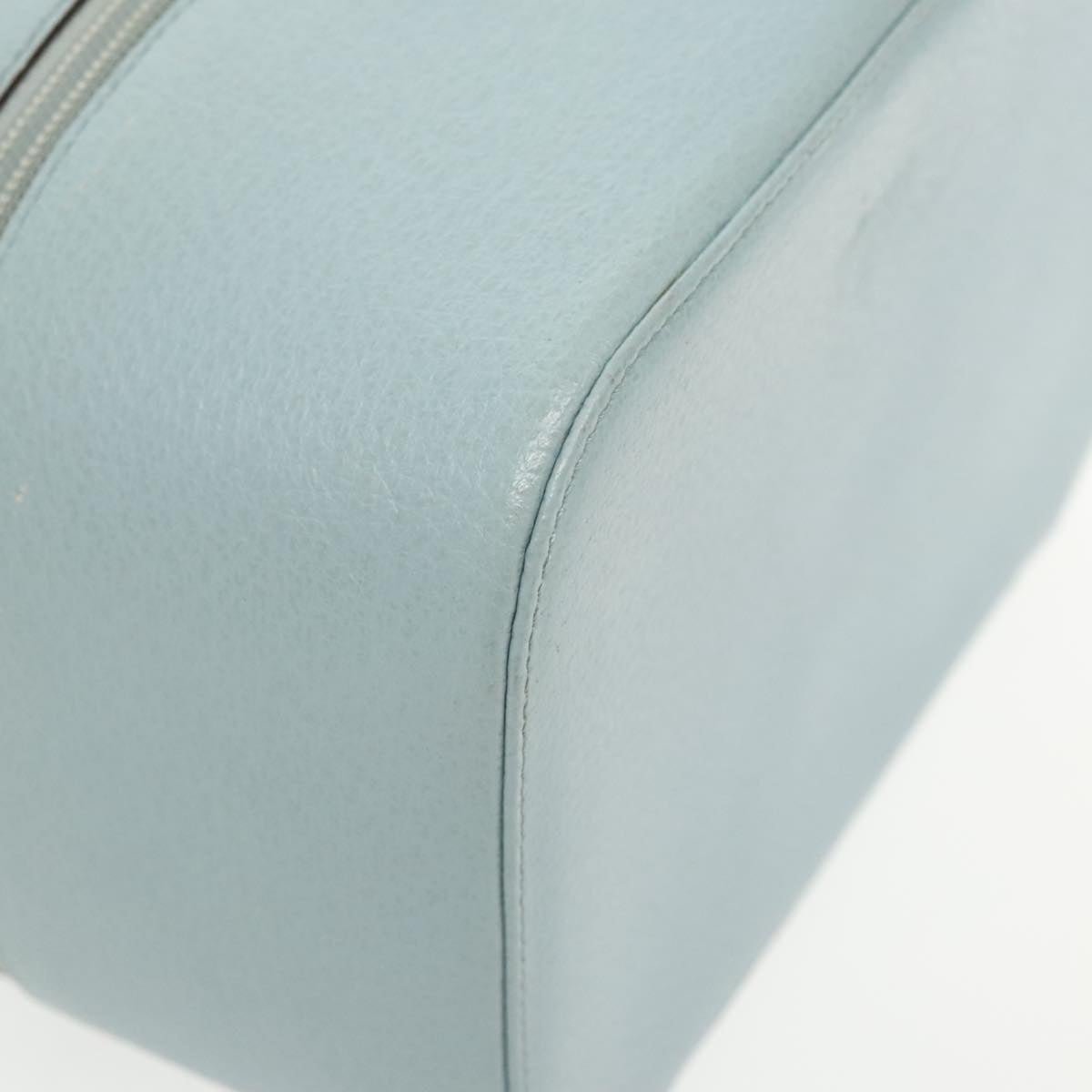 GUCCI Vanity Cosmetic Pouch Leather Light Blue Silver 039 1705 0710 Auth 94997