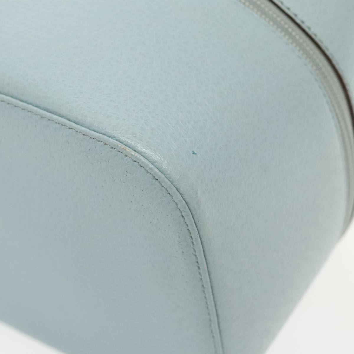 GUCCI Vanity Cosmetic Pouch Leather Light Blue Silver 039 1705 0710 Auth 94997