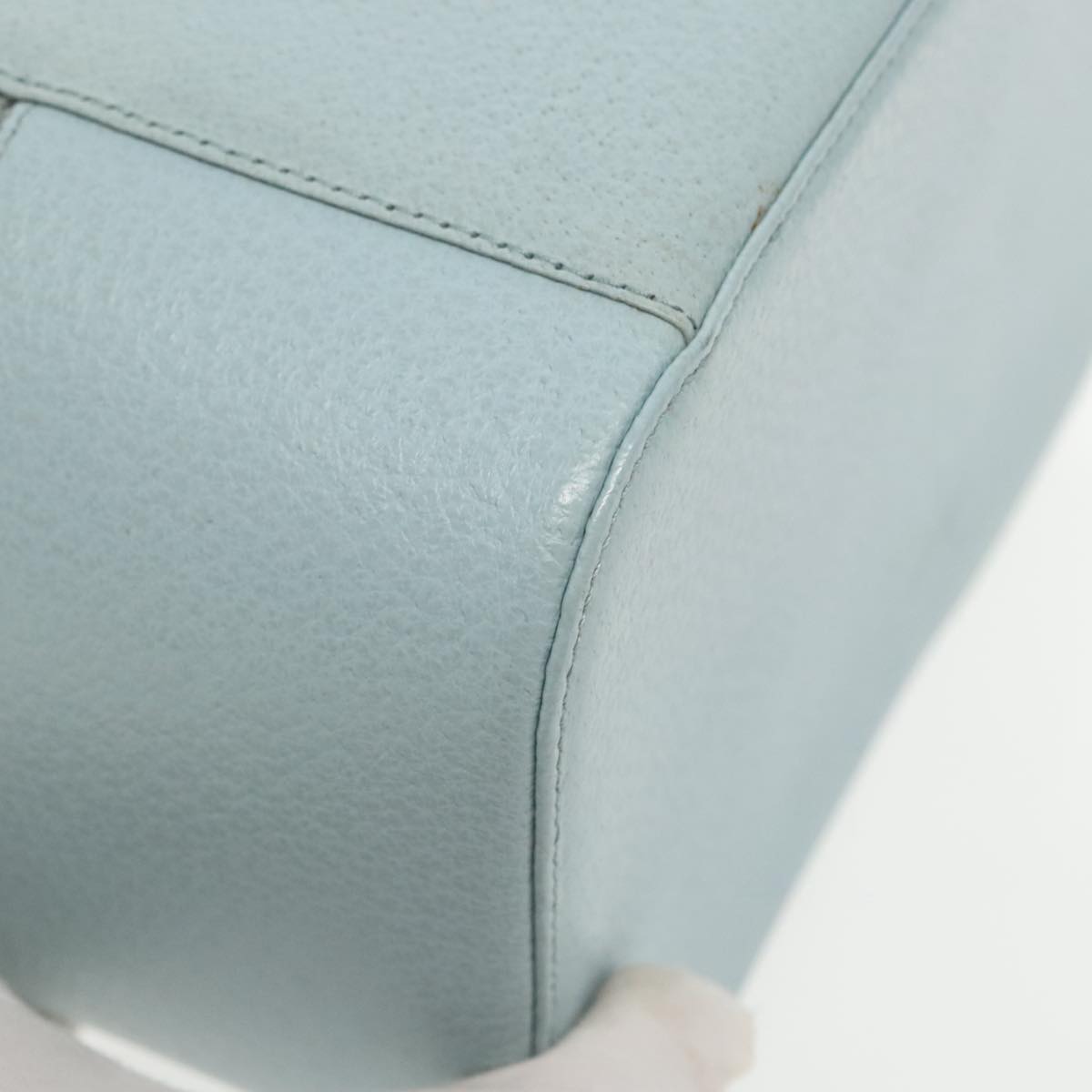 GUCCI Vanity Cosmetic Pouch Leather Light Blue Silver 039 1705 0710 Auth 94997