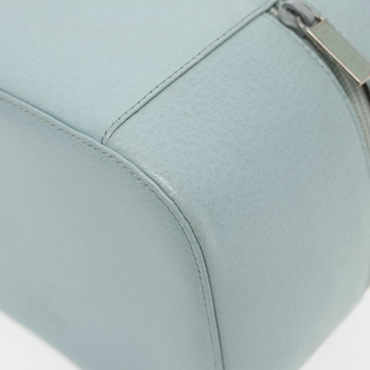 GUCCI Vanity Cosmetic Pouch Leather Light Blue Silver 039 1705 0710 Auth 94997