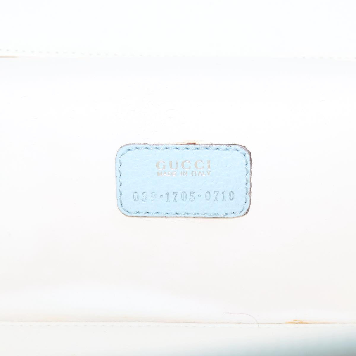 GUCCI Vanity Cosmetic Pouch Leather Light Blue Silver 039 1705 0710 Auth 94997