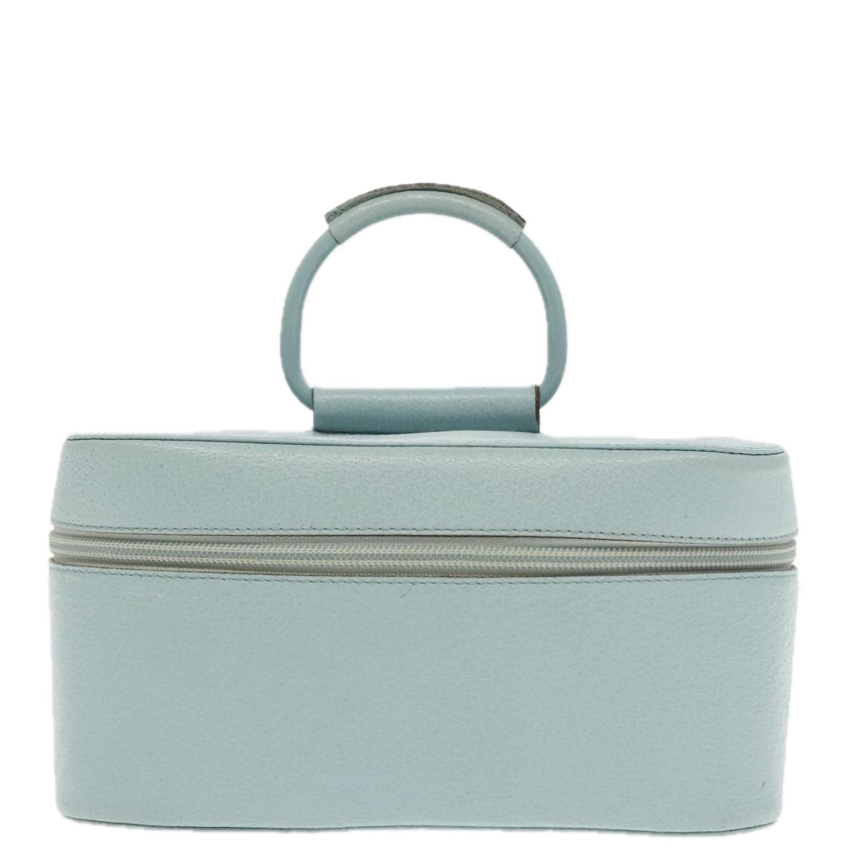 GUCCI Vanity Cosmetic Pouch Leather Light Blue Silver 039 1705 0710 Auth 94997