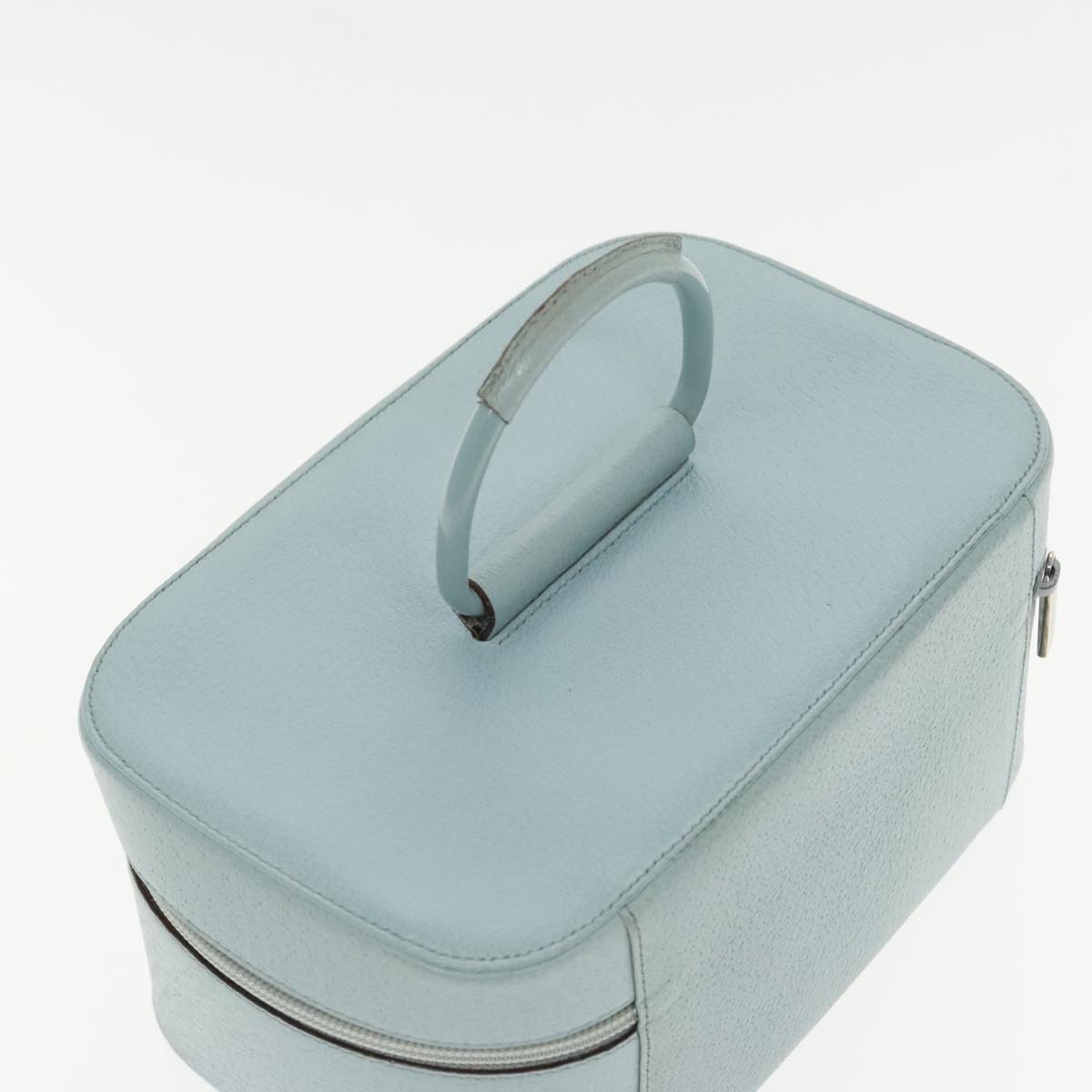 GUCCI Vanity Cosmetic Pouch Leather Light Blue Silver 039 1705 0710 Auth 94997