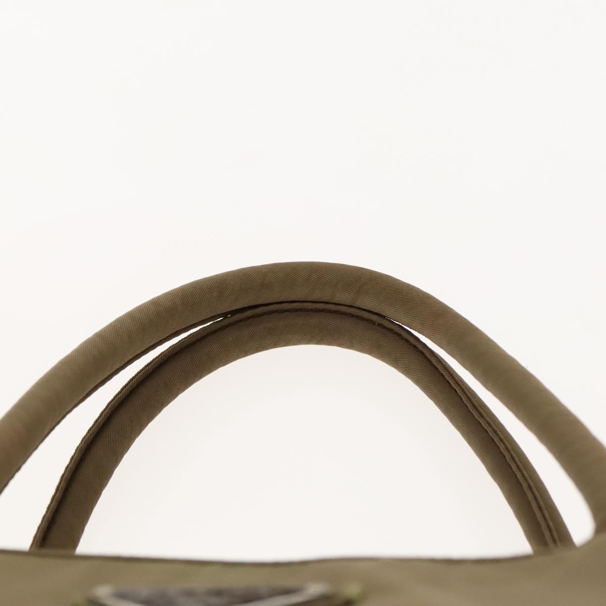 PRADA Hand Bag Nylon Khaki Silver Auth 95022