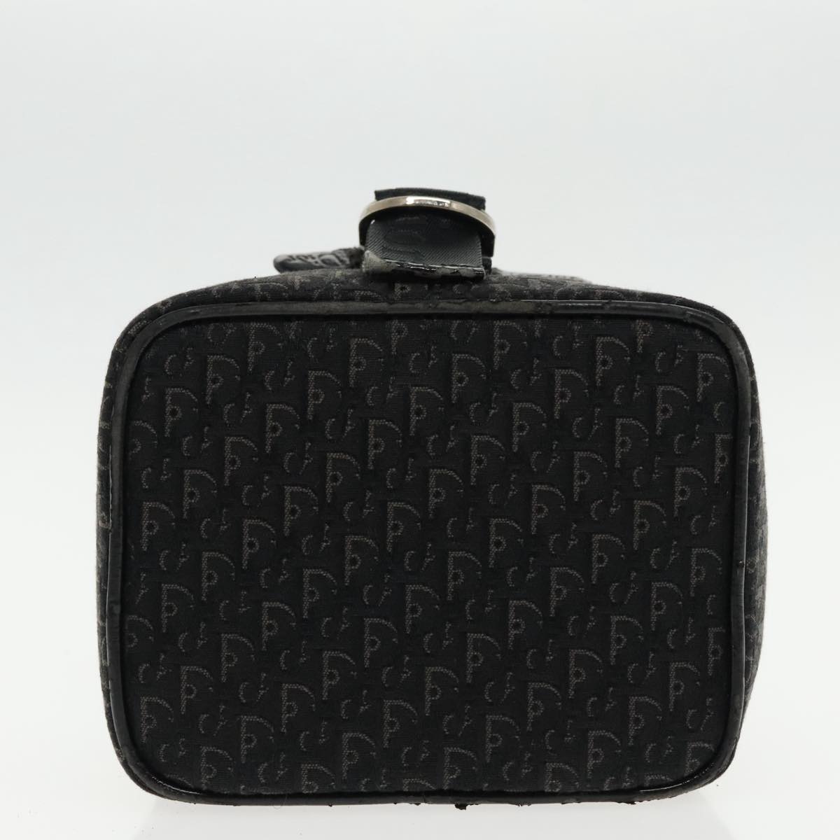 Christian Dior Trotter Canvas Vanity Cosmetic Pouch Black Silver Auth 95034