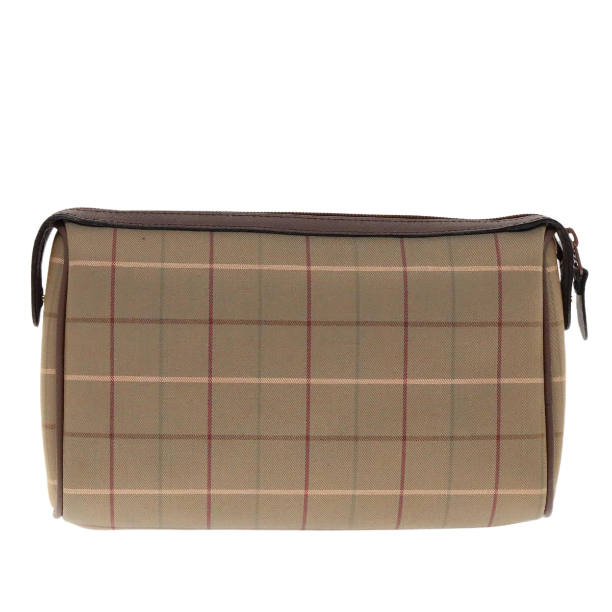 Burberrys Nova Check Clutch Bag Canvas Brown Gold Auth 95058