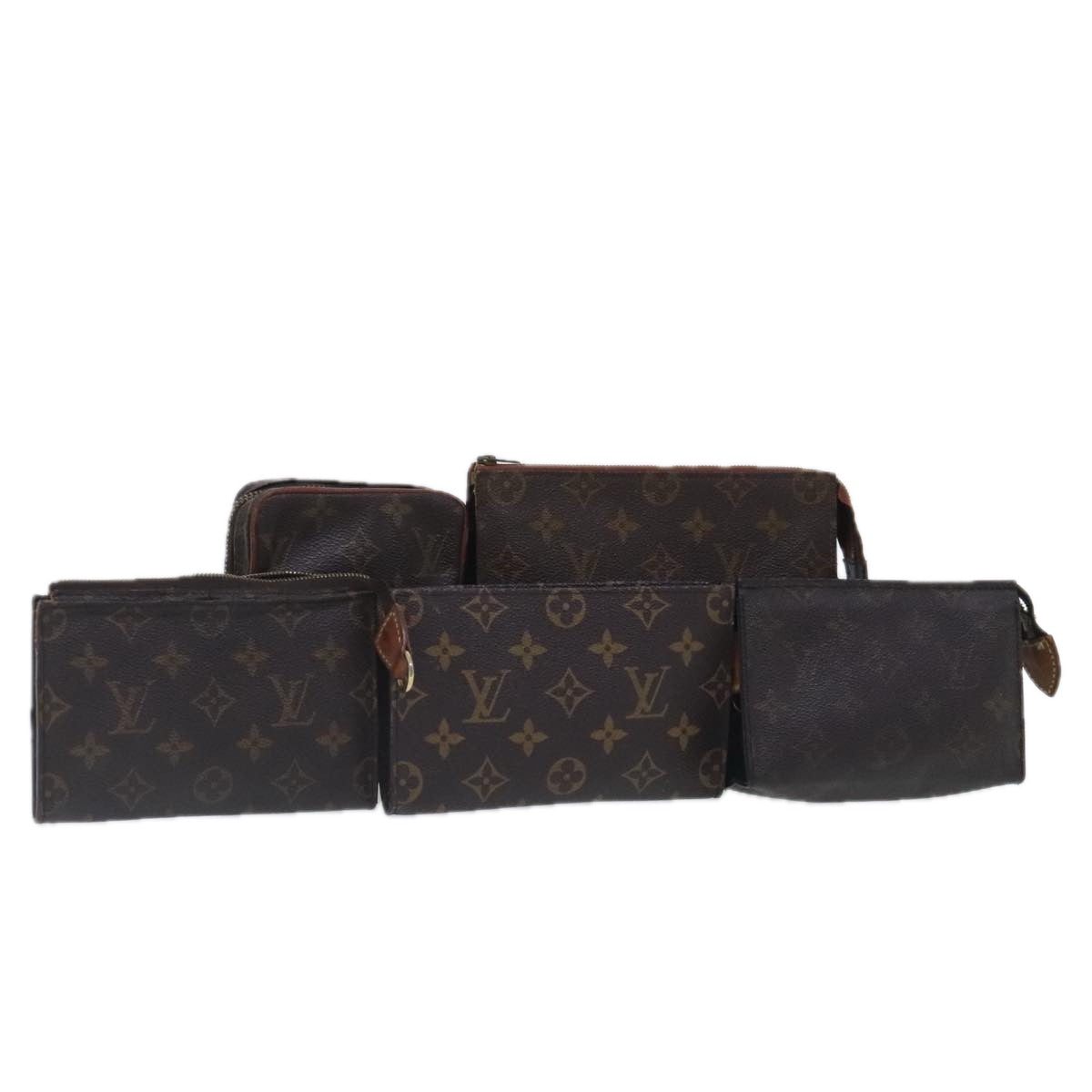 LOUIS VUITTON Monogram Pouch 5Set LV Auth 95092