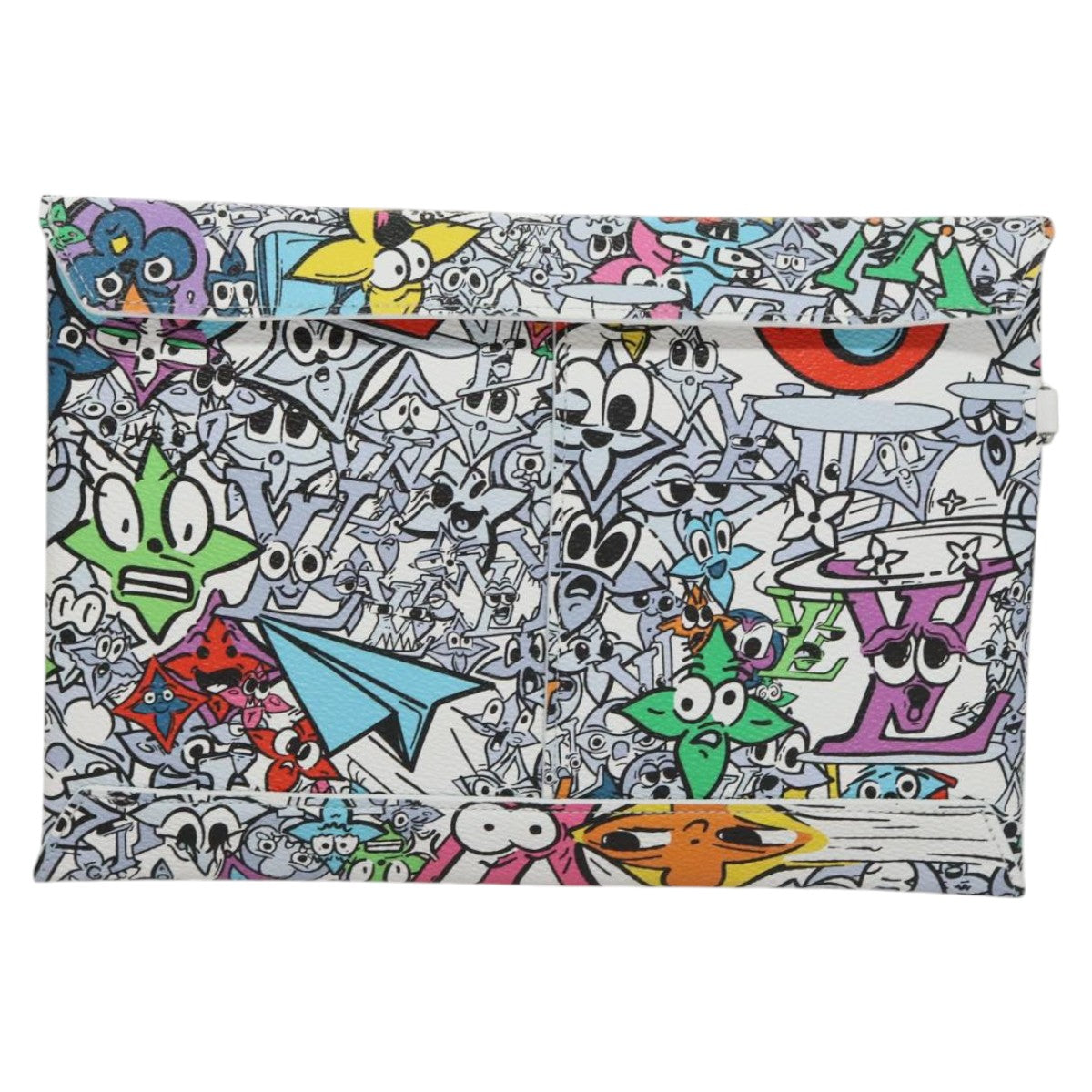 LOUIS VUITTON Monogram Comics Trio Amberop Clutch Bag White M82014 Auth 95129S