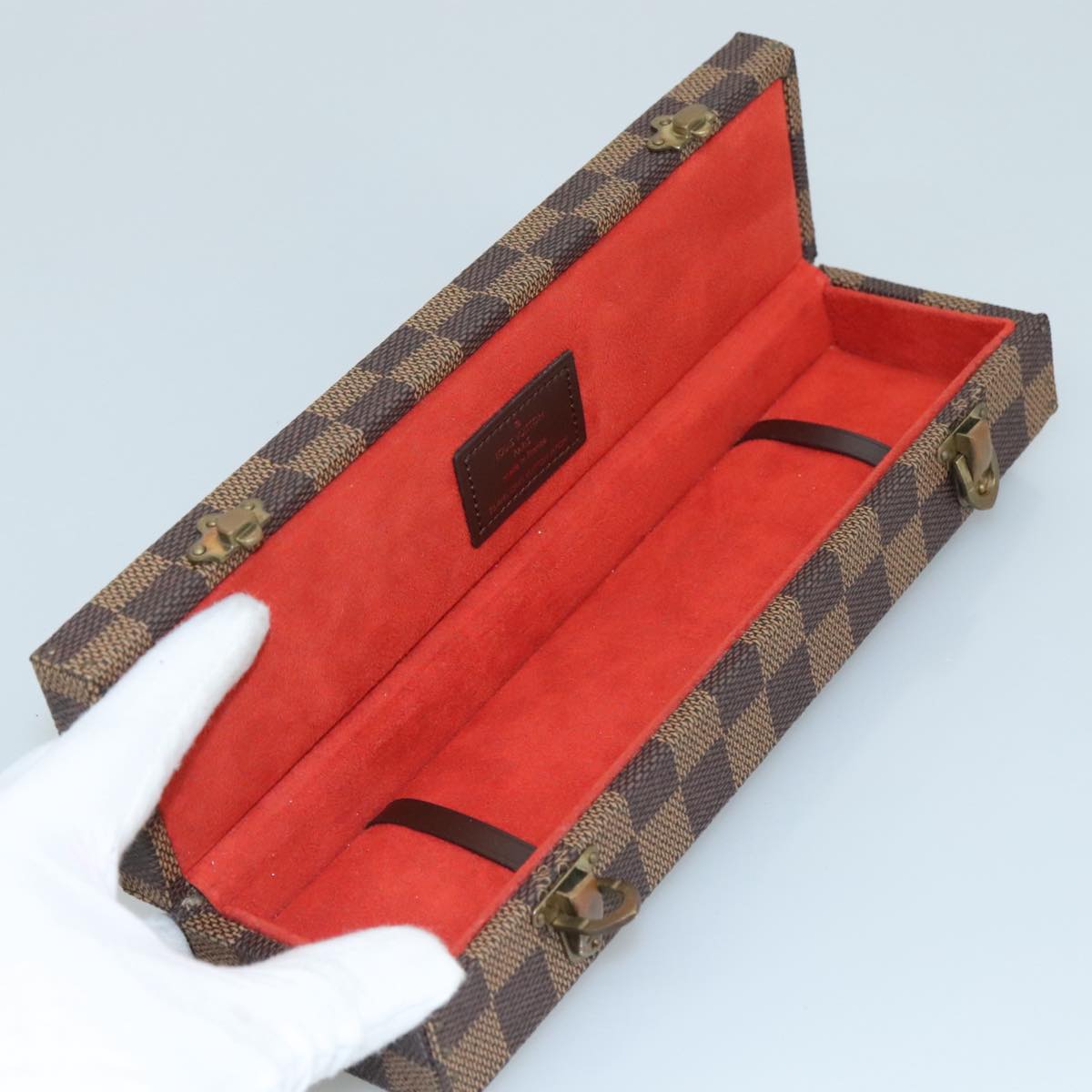 LOUIS VUITTON Damier Ebene Watch case Accessory Case LV Auth 95137SV