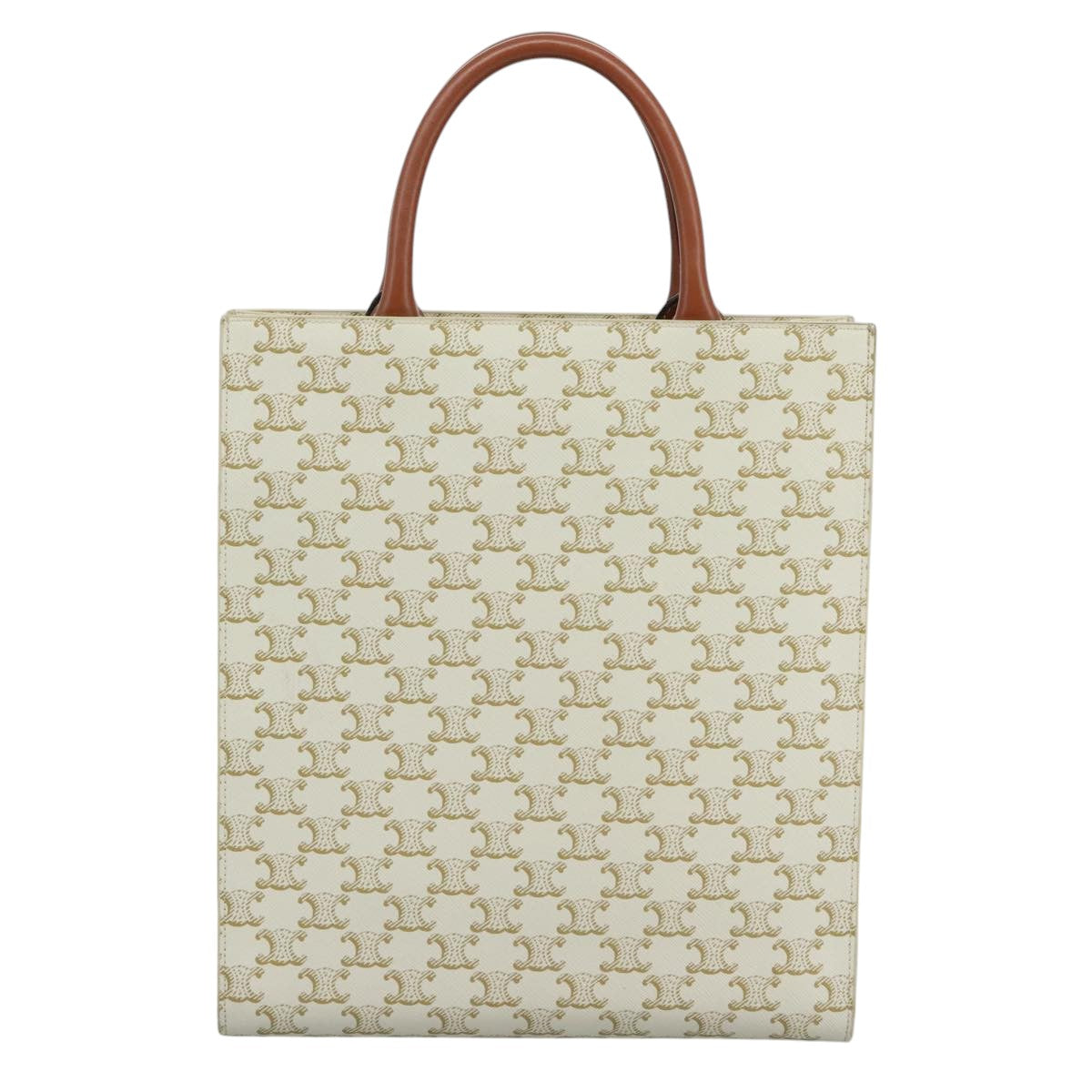 CELINE Triomphe Small Vertical Cabas Tote Bag PVC Leather 2way White Auth 95139SM