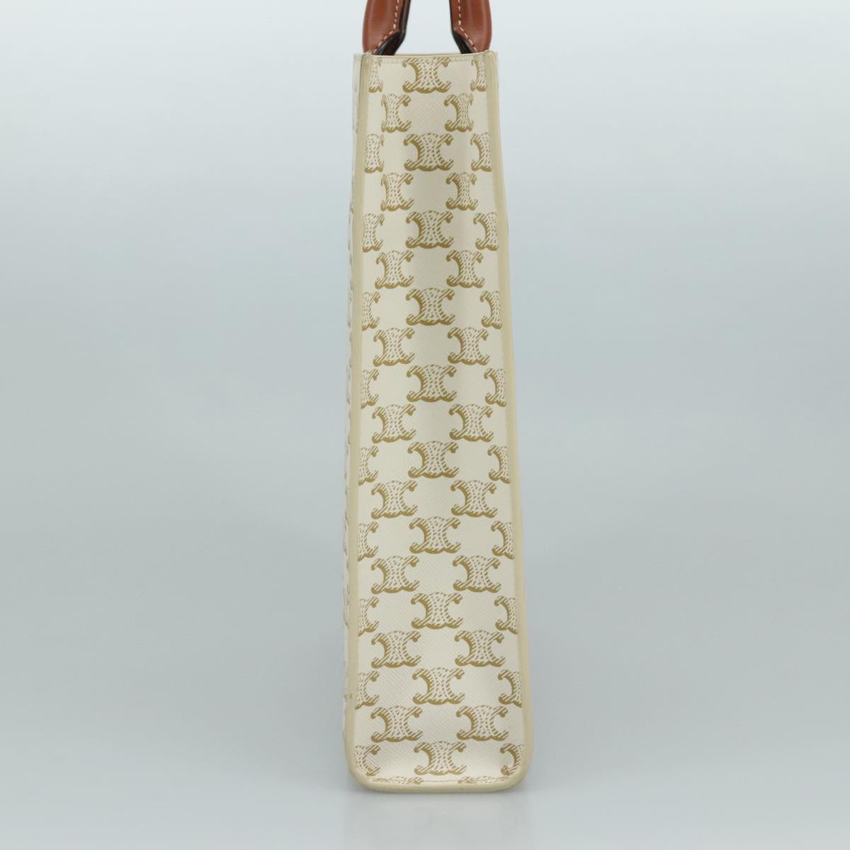 CELINE Triomphe Small Vertical Cabas Tote Bag PVC Leather 2way White Auth 95139SM