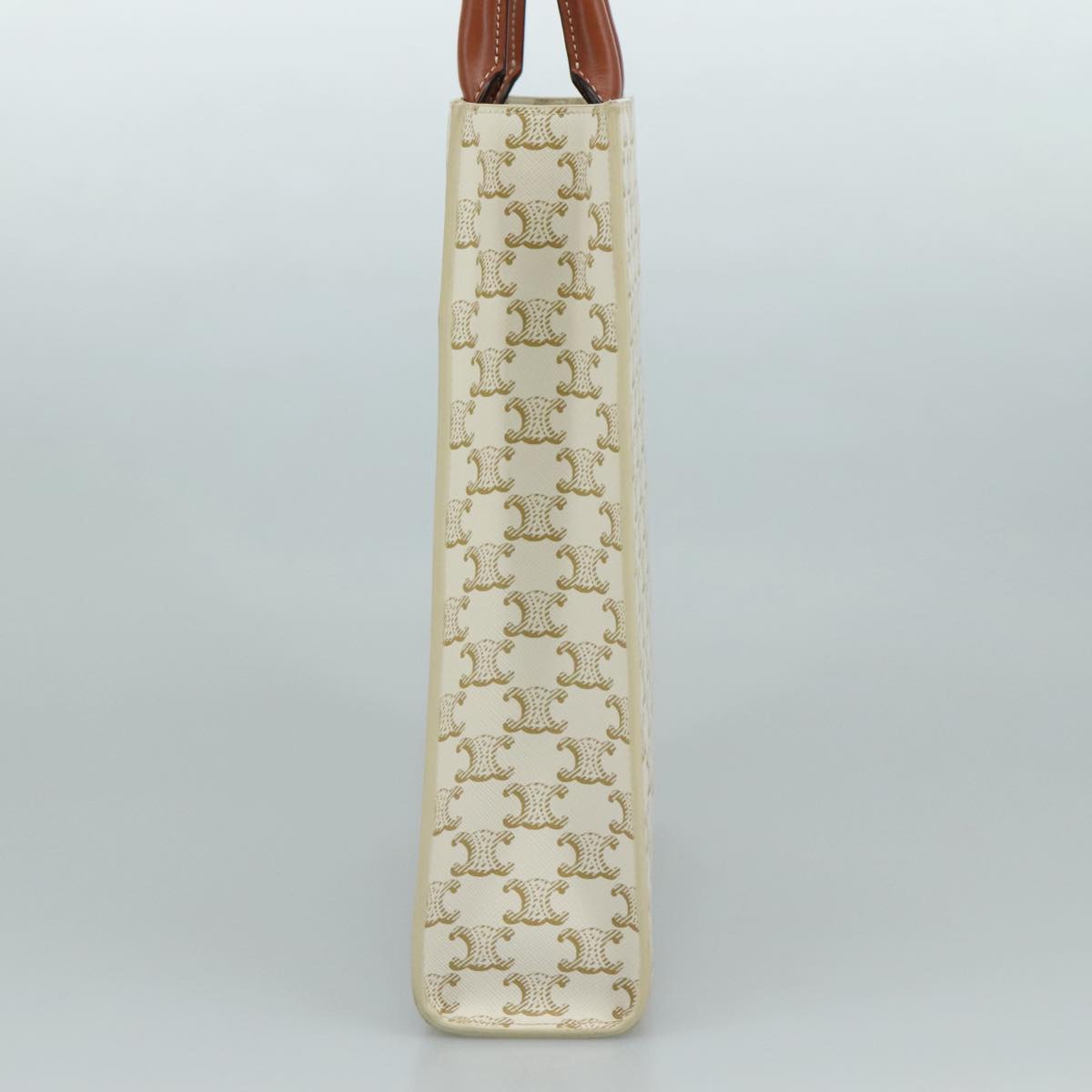 CELINE Triomphe Small Vertical Cabas Tote Bag PVC Leather 2way White Auth 95139SM