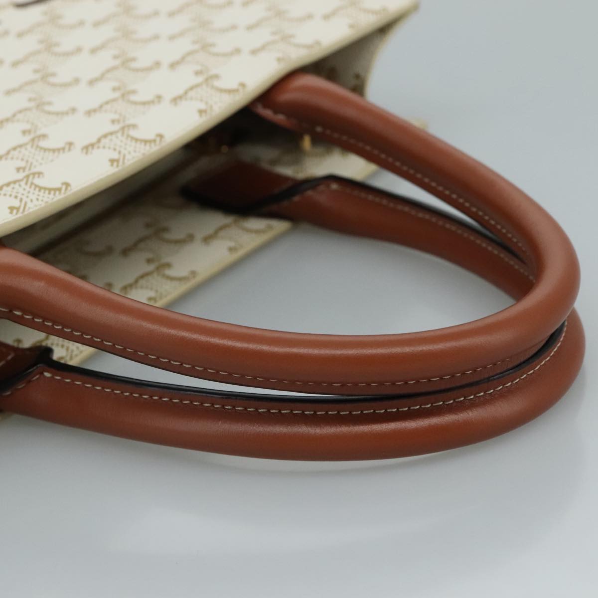 CELINE Triomphe Small Vertical Cabas Tote Bag PVC Leather 2way White Auth 95139SM