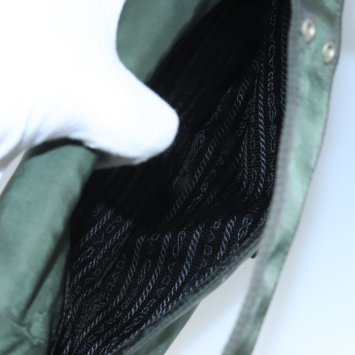 PRADA Shoulder Bag Nylon Green Auth 95145