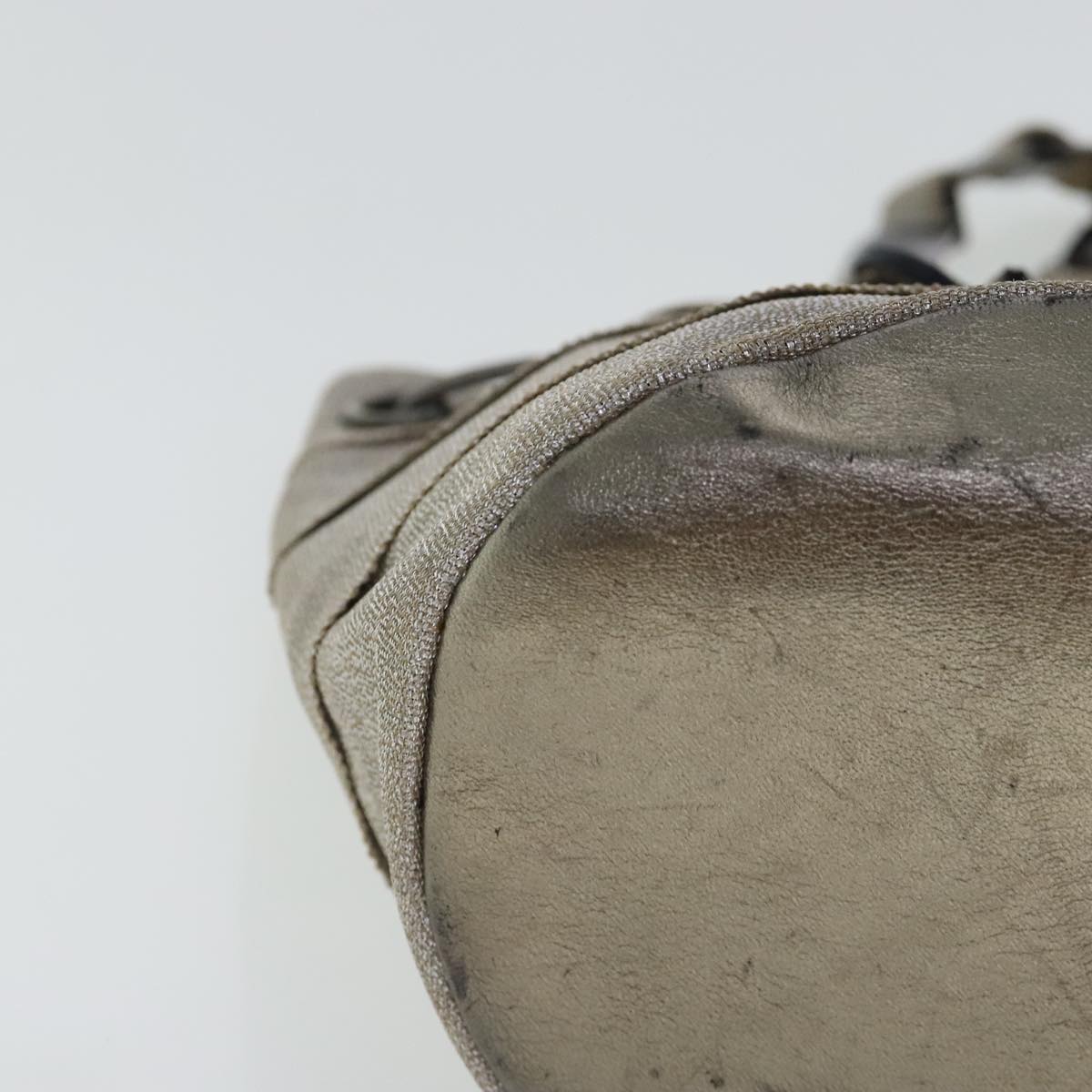 Salvatore Ferragamo Chain Hand Bag Canvas Silver Auth 95158