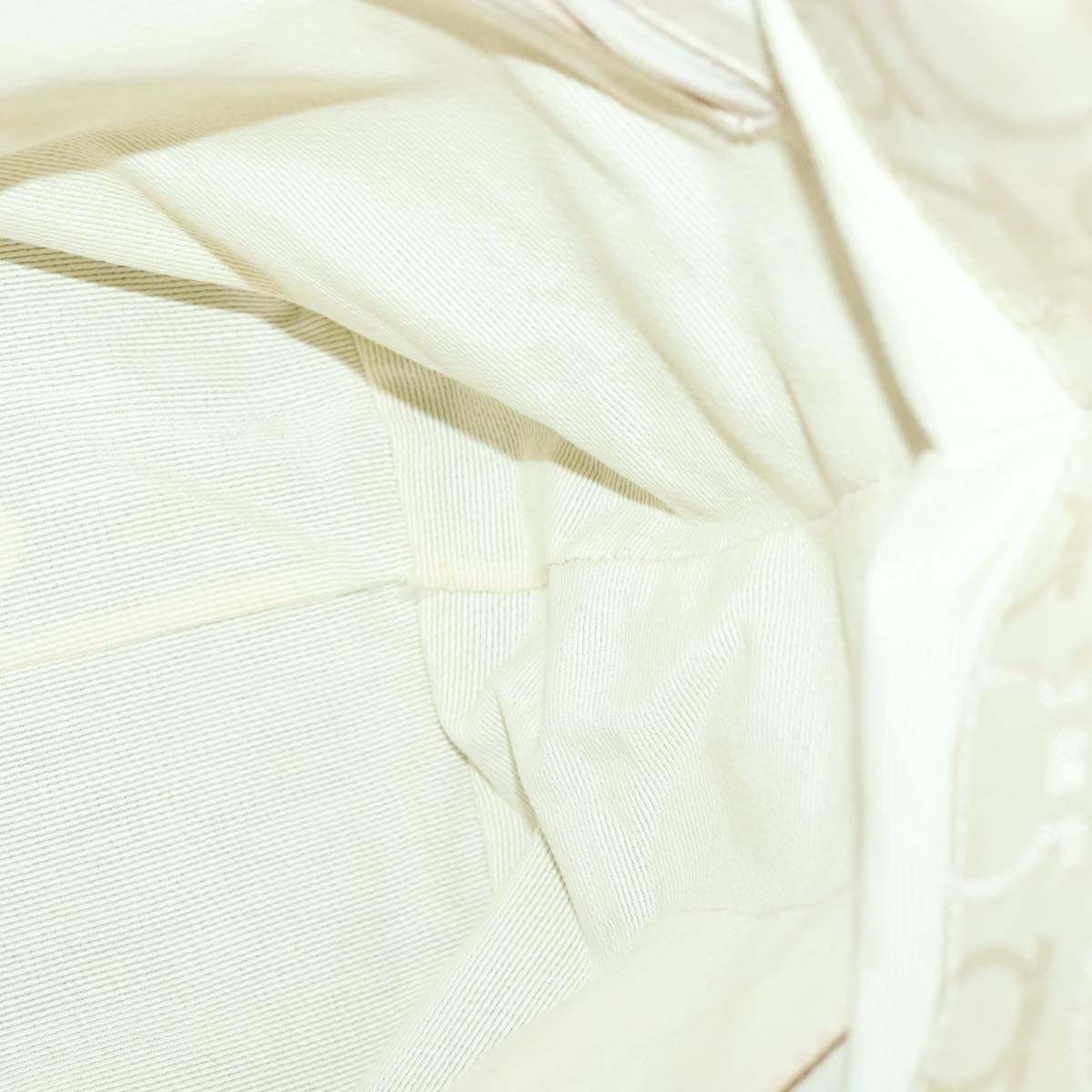 Salvatore Ferragamo Gancini Hand Bag Canvas Beige Gold Auth 95165