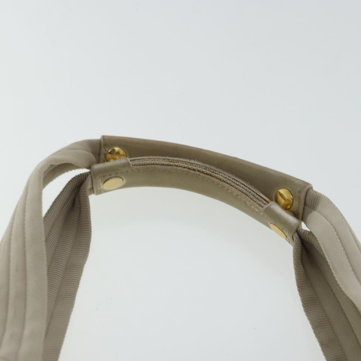 Salvatore Ferragamo Gancini Hand Bag Canvas Beige Gold Auth 95165