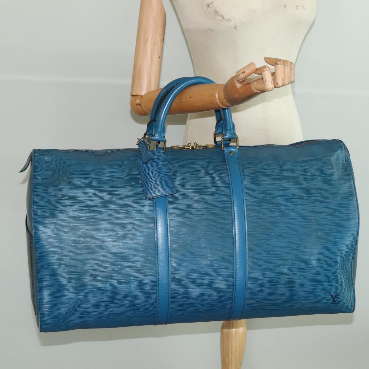 LOUIS VUITTON Epi Keepall 55 Boston Bag Toledo Blue M42955 LV Auth 95267