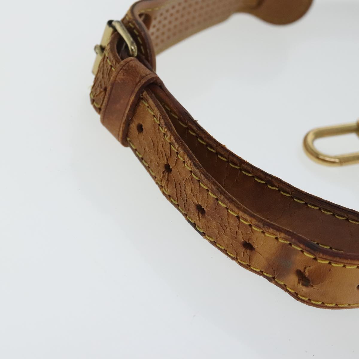 LOUIS VUITTON Adjustable Shoulder Strap Leather 32.3""""""""-39.4"""""""" Beige Auth 95321