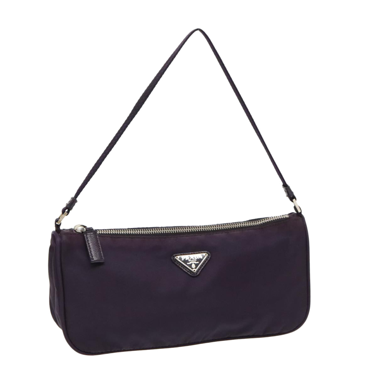 PRADA Accessory Pouch Nylon Purple Silver Auth 95343