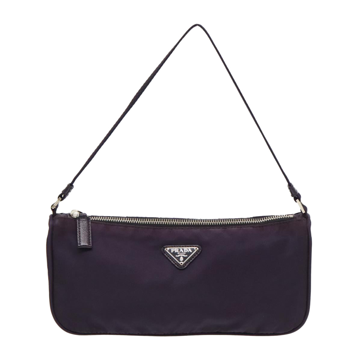 PRADA Accessory Pouch Nylon Purple Silver Auth 95343