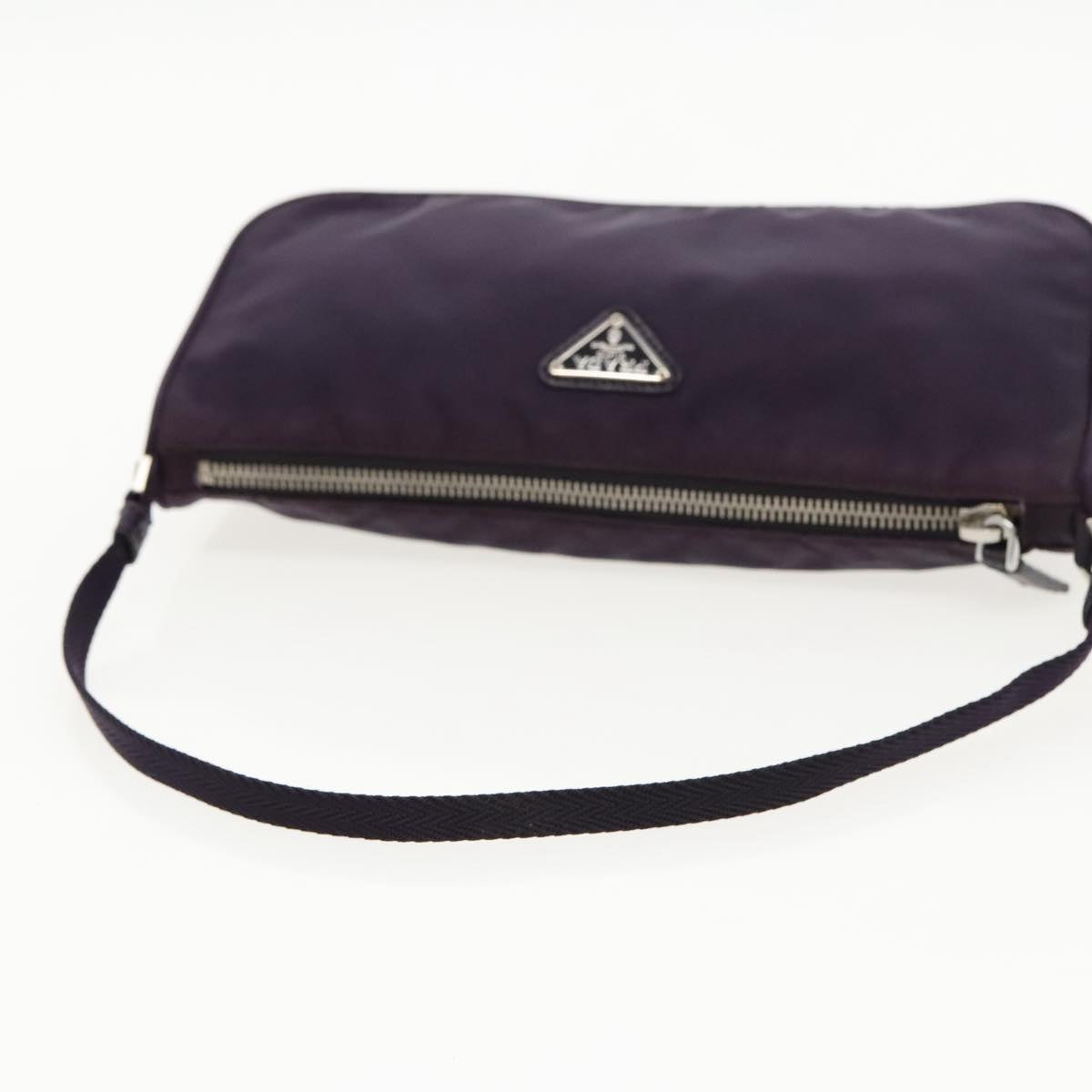 PRADA Accessory Pouch Nylon Purple Silver Auth 95343