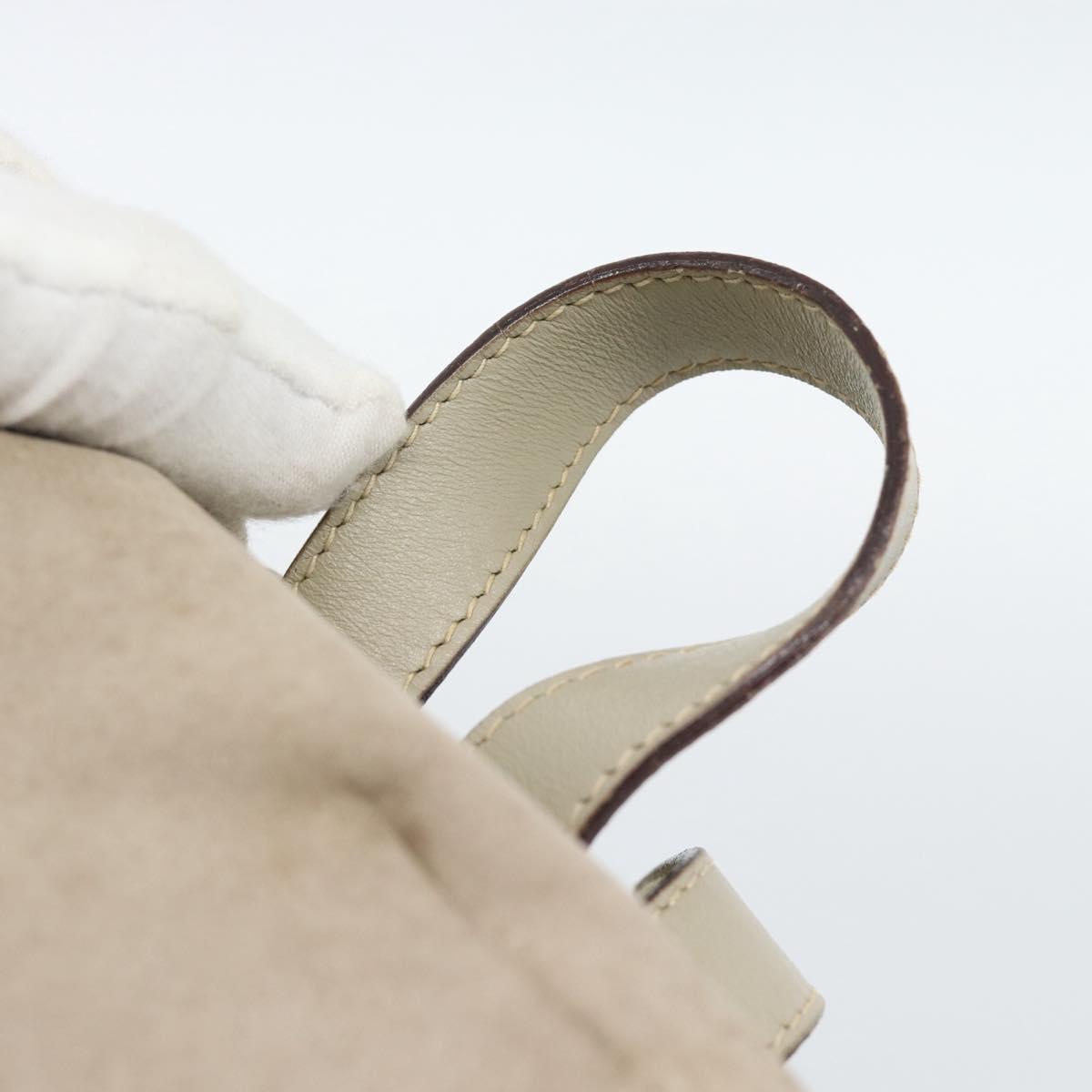 Salvatore Ferragamo Gancini Hand Bag Suede Leather Beige Gold Auth 95348