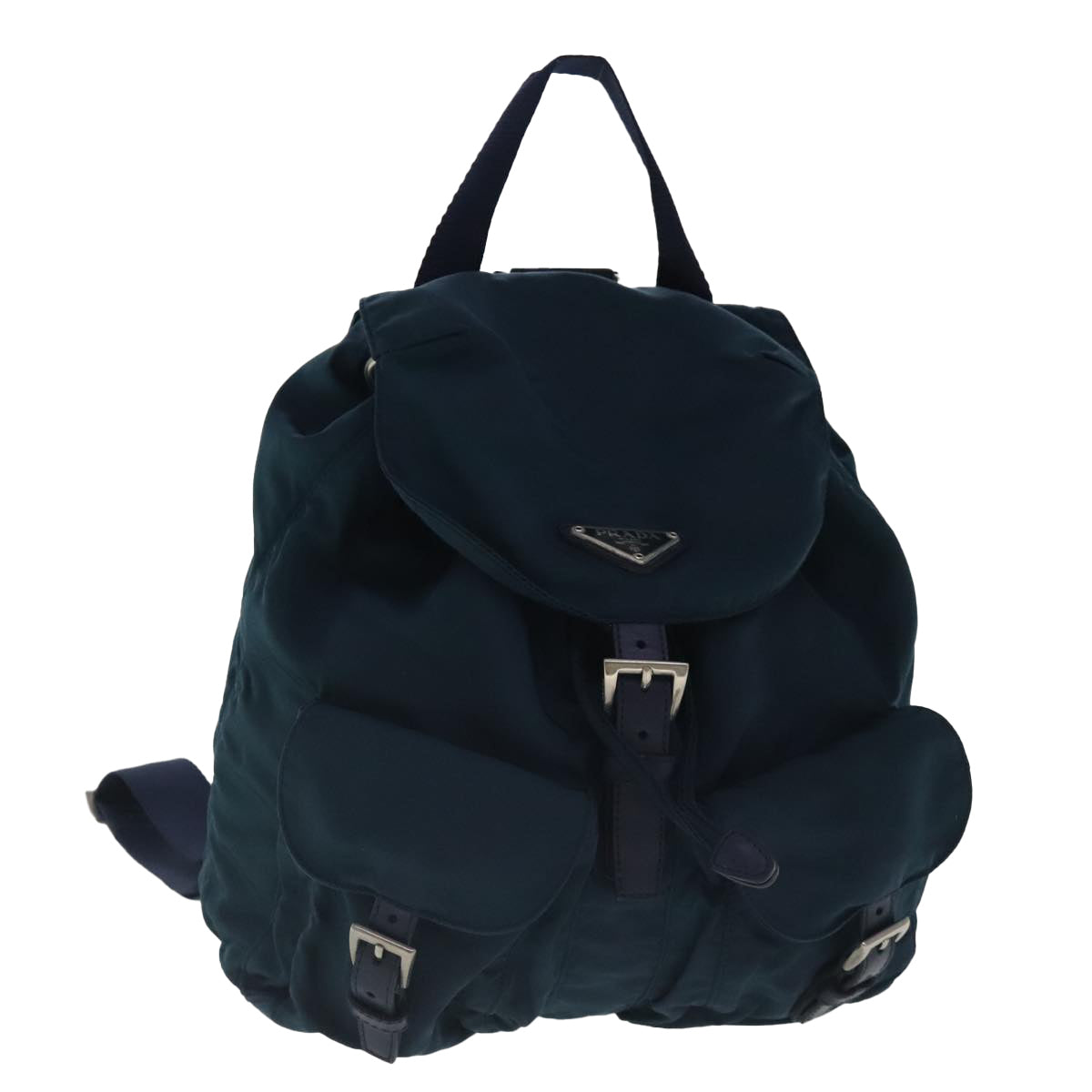 PRADA Backpack Nylon Navy Silver Auth 95355