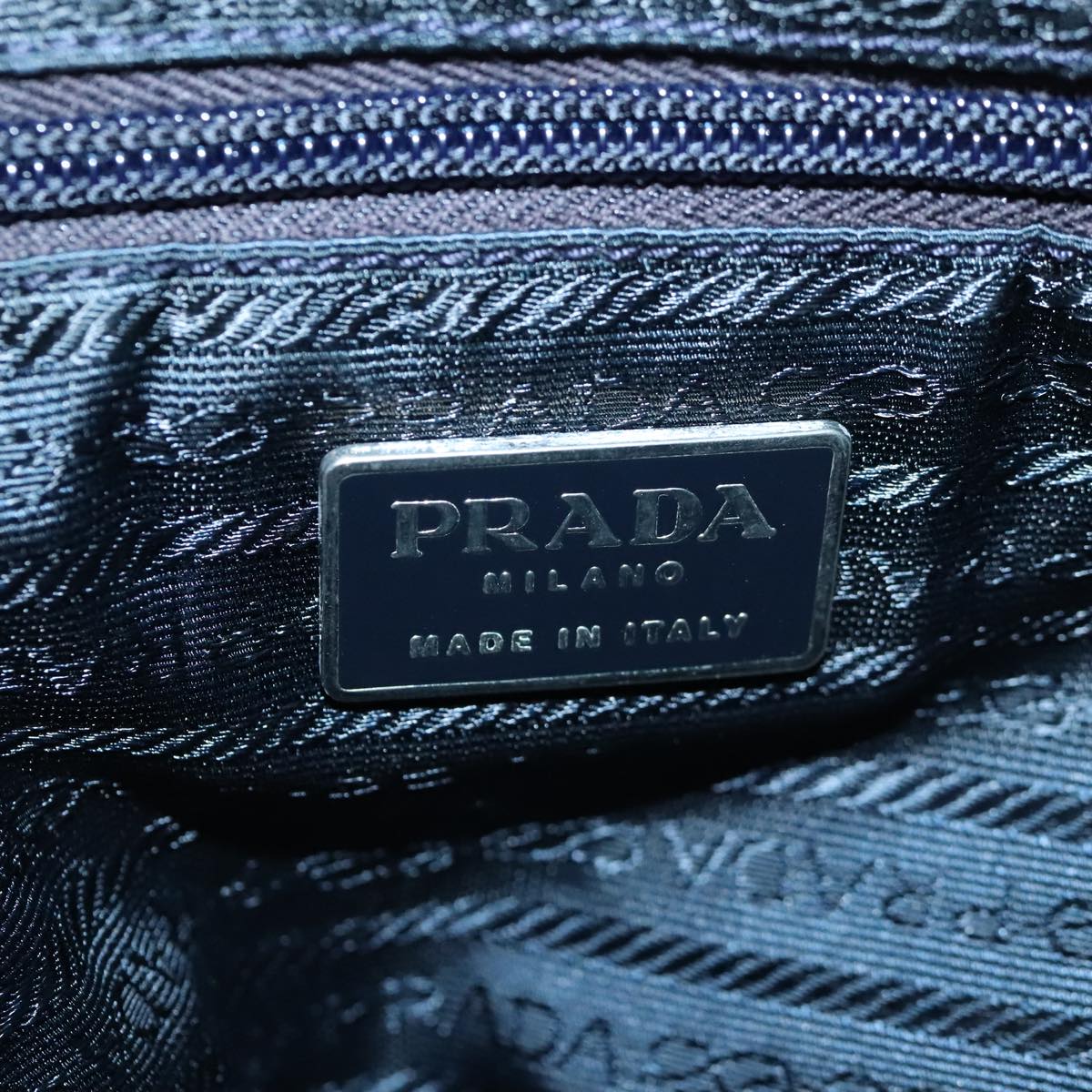 PRADA Backpack Nylon Navy Silver Auth 95355