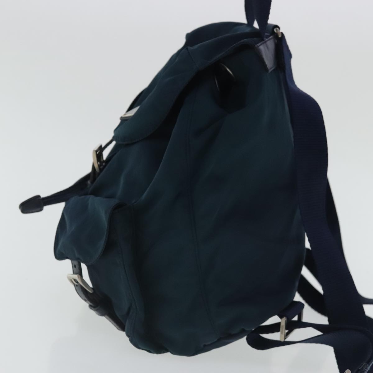 PRADA Backpack Nylon Navy Silver Auth 95355