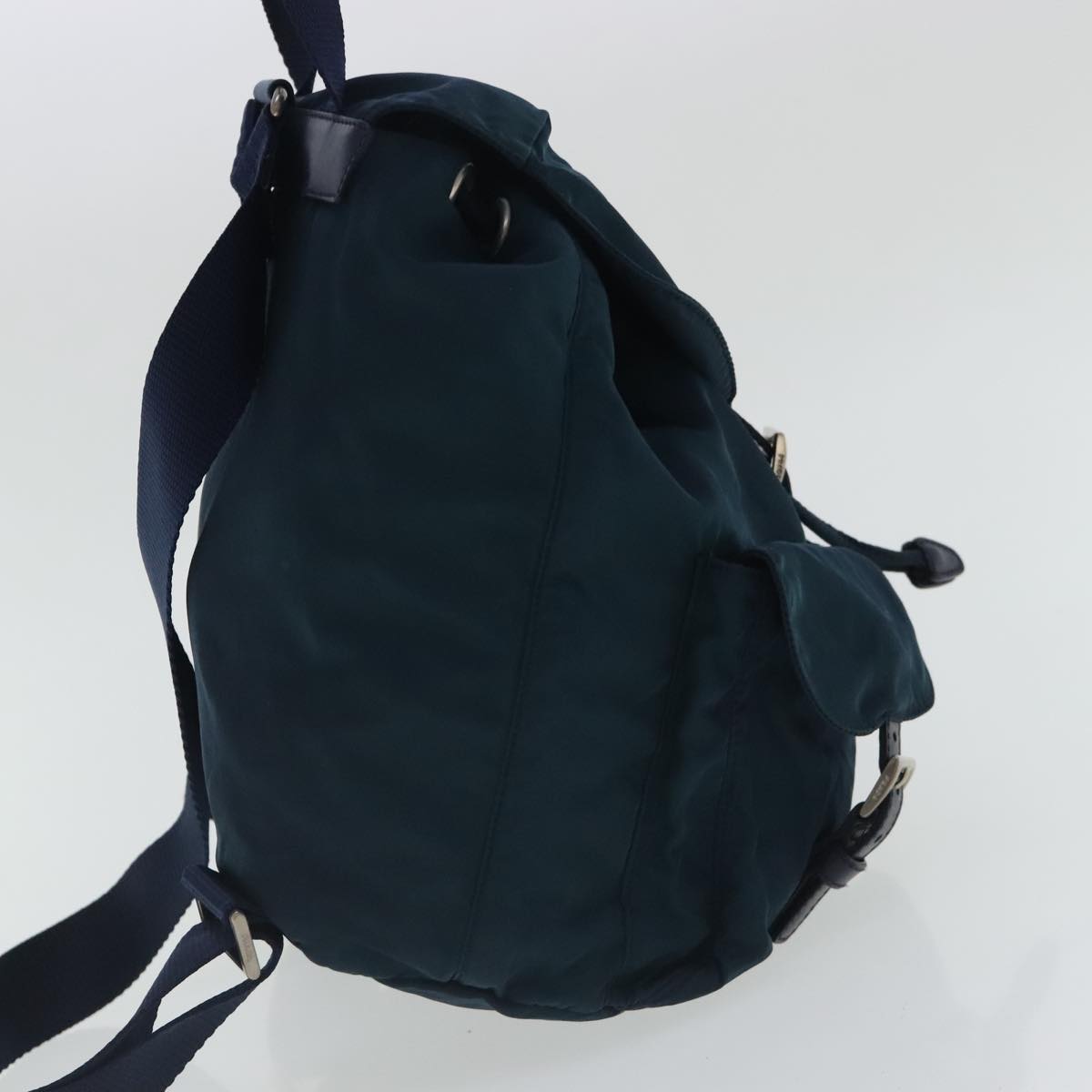 PRADA Backpack Nylon Navy Silver Auth 95355