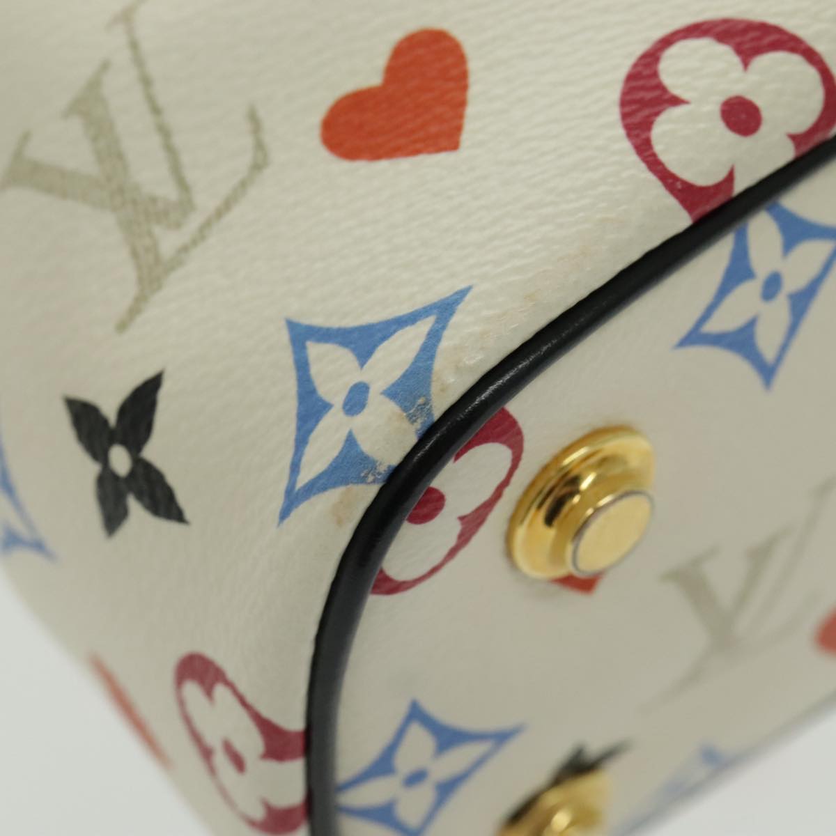 LOUIS VUITTON Monogram Game On Vanity PM Hand Bag White M57458 LV Auth 95384SA