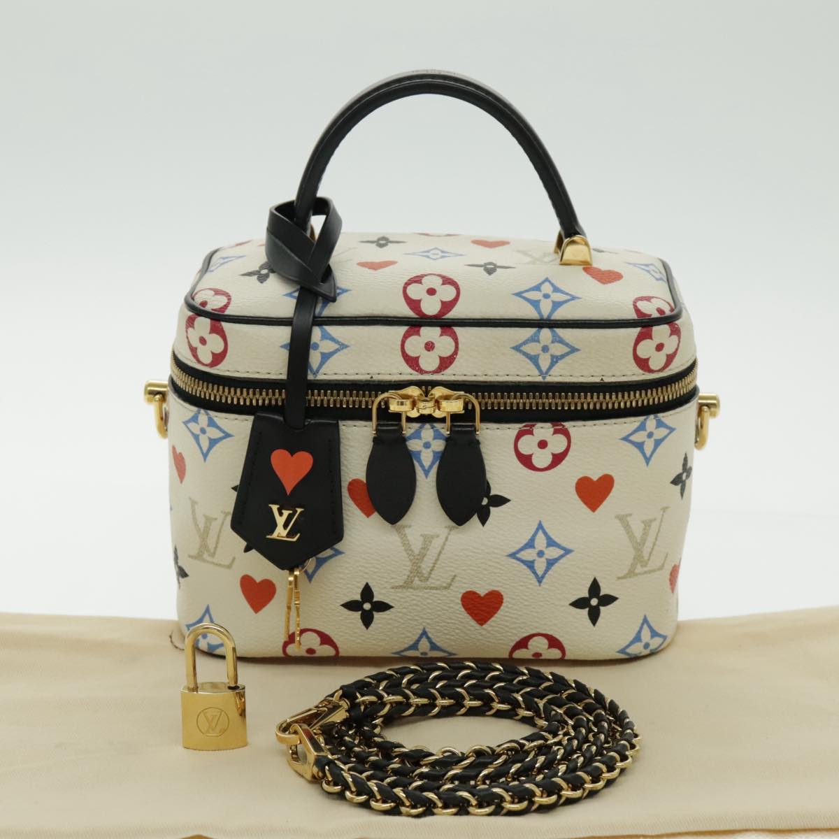LOUIS VUITTON Monogram Game On Vanity PM Hand Bag White M57458 LV Auth 95384SA