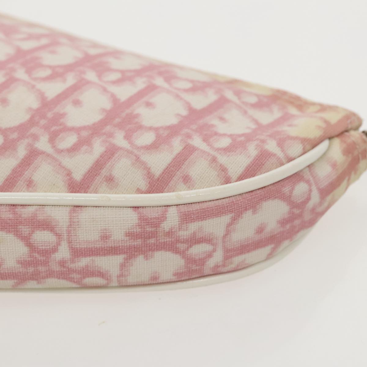 Christian Dior Saddle Pouch Trotter Canvas Pouch Pink Auth 95391