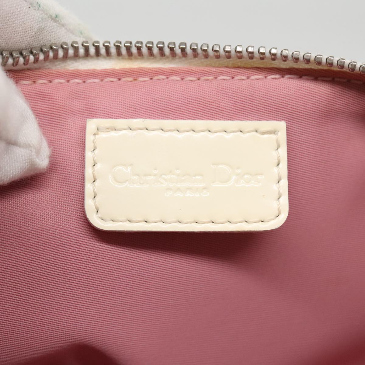 Christian Dior Saddle Pouch Trotter Canvas Pouch Pink Auth 95391