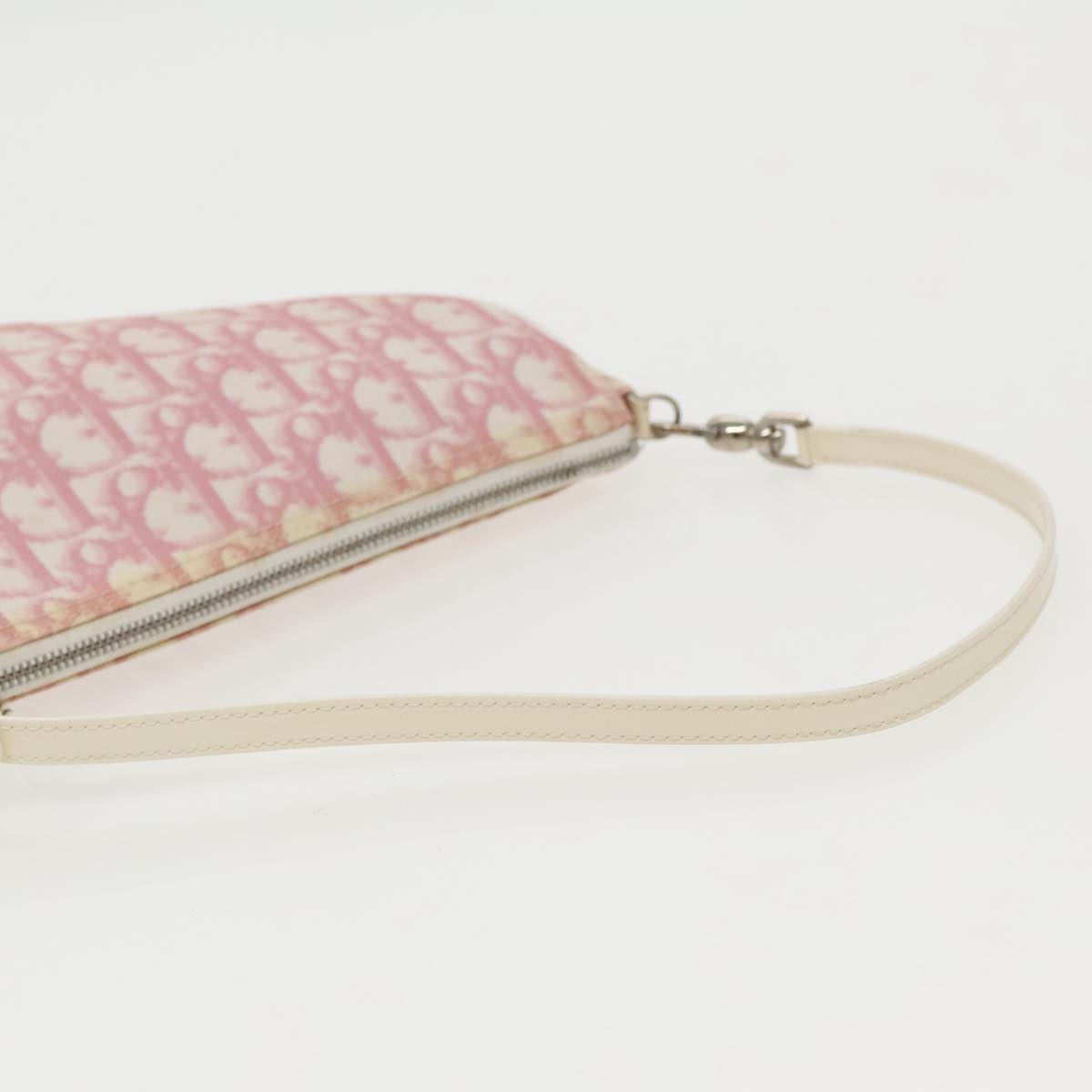 Christian Dior Saddle Pouch Trotter Canvas Pouch Pink Auth 95391