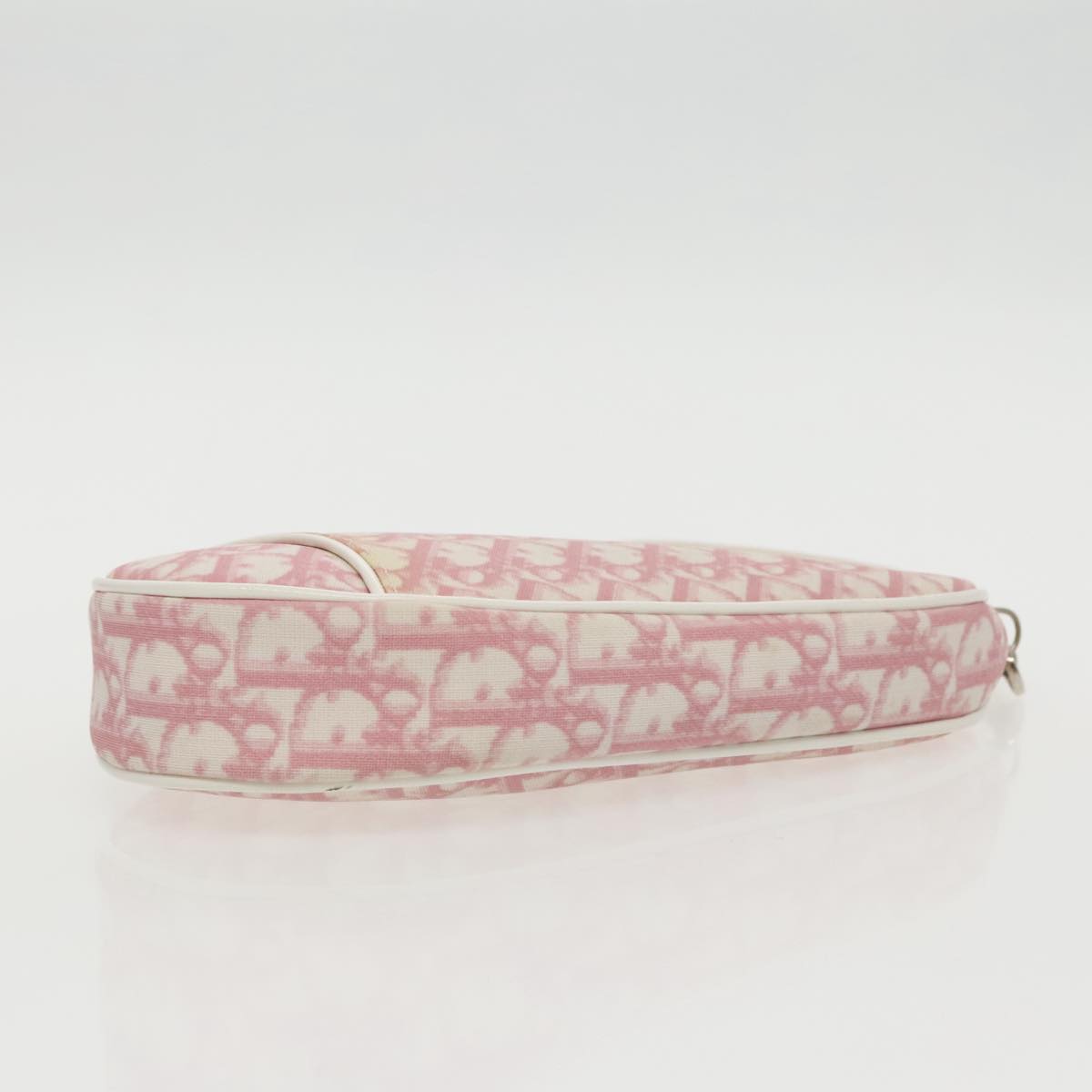 Christian Dior Saddle Pouch Trotter Canvas Pouch Pink Auth 95391