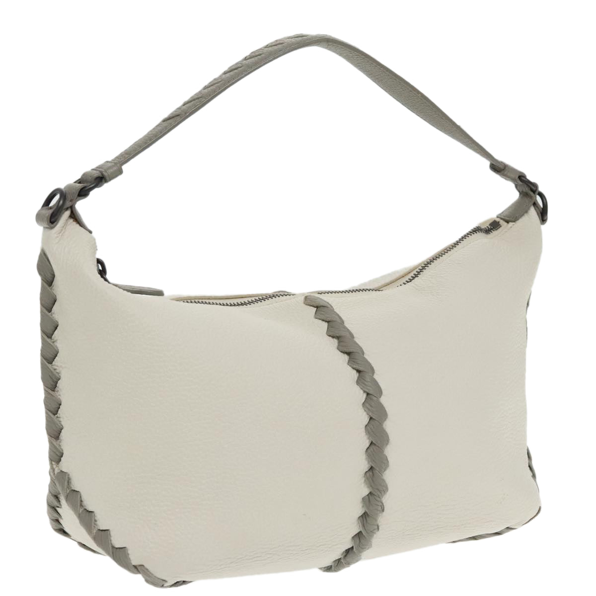 BOTTEGA VENETA INTRECCIATO Hand Bag Leather White Auth 95429