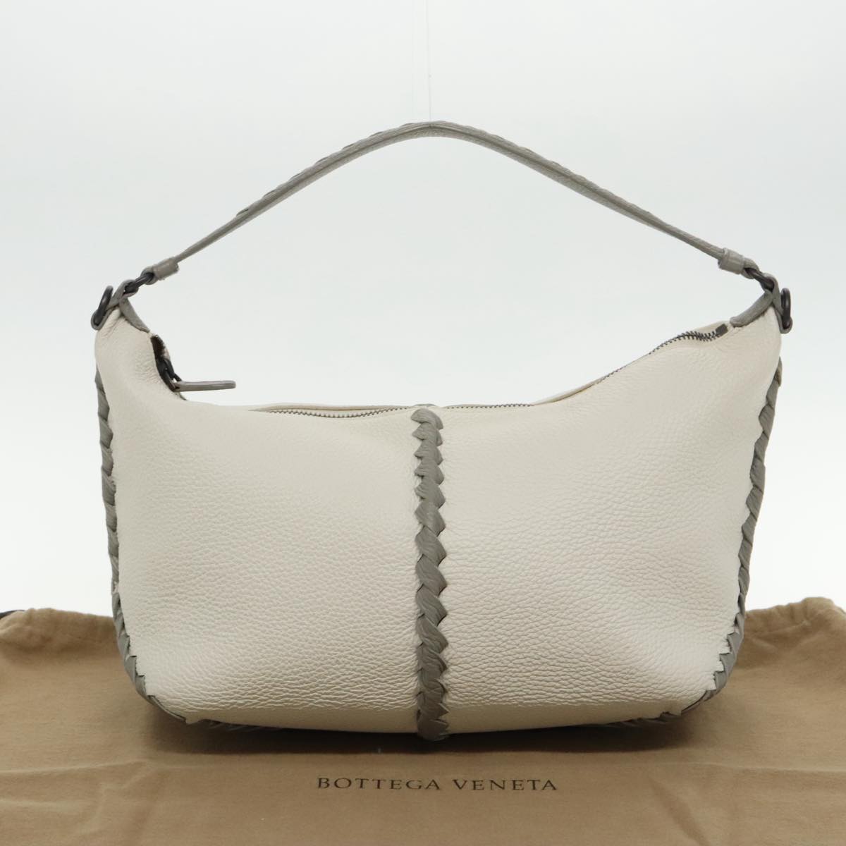 BOTTEGA VENETA INTRECCIATO Hand Bag Leather White Auth 95429