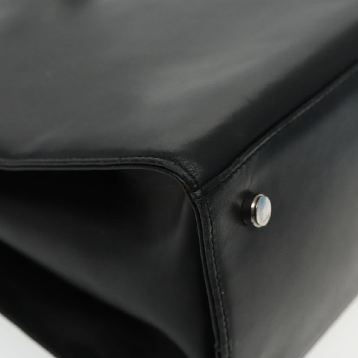 Salvatore Ferragamo Gancini Tote Bag Leather Black Silver Auth 95430