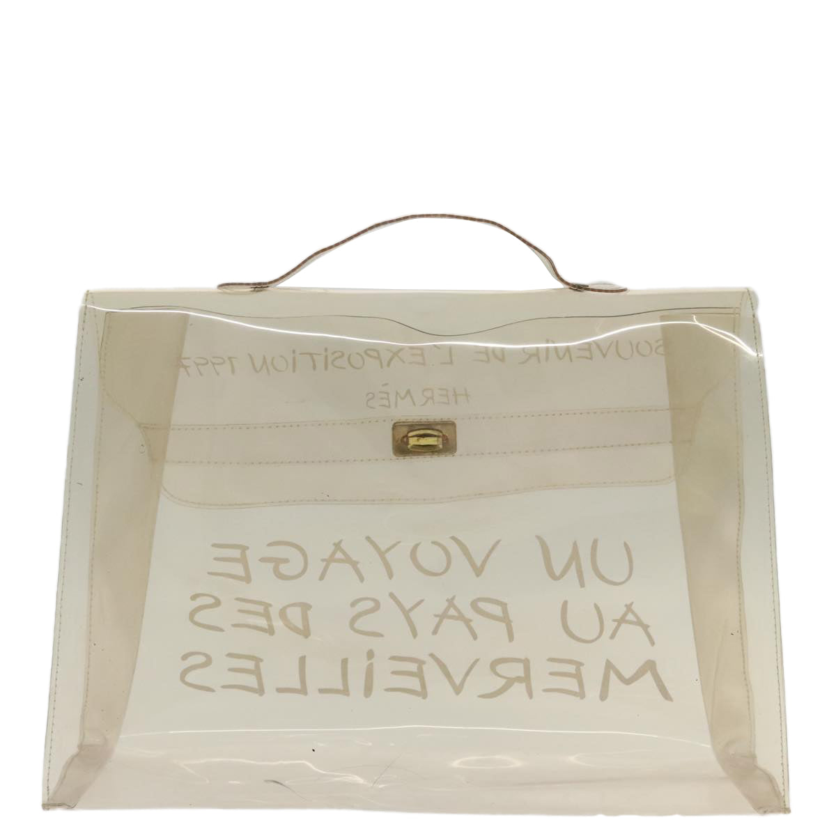 HERMES Vinyl Kelly Hand Bag Vinyl Clear Auth 95483