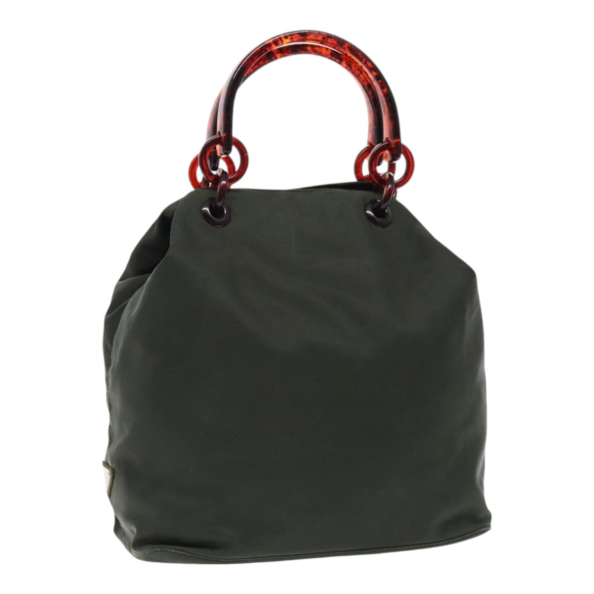 PRADA Hand Bag Nylon Green Auth 95507