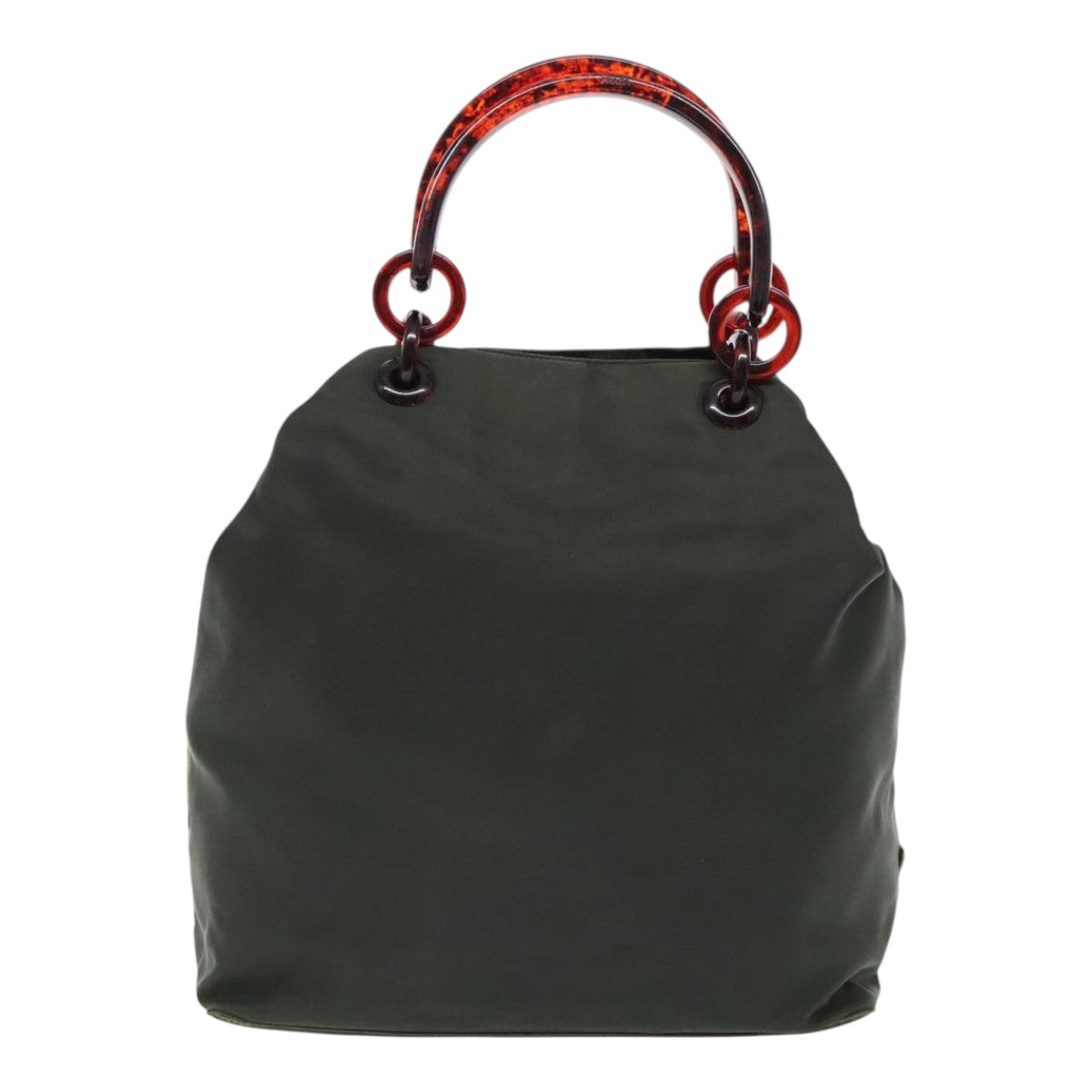 PRADA Hand Bag Nylon Green Auth 95507