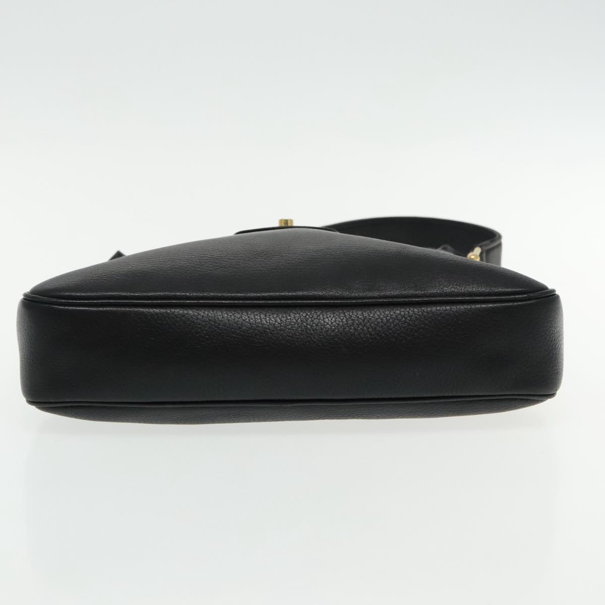 CELINE Shoulder Bag Leather Black Gold Auth 95566