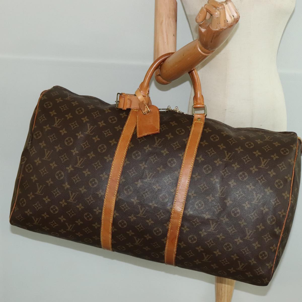 LOUIS VUITTON Monogram Keepall 60 Boston Bag M41422 LV Auth 95583