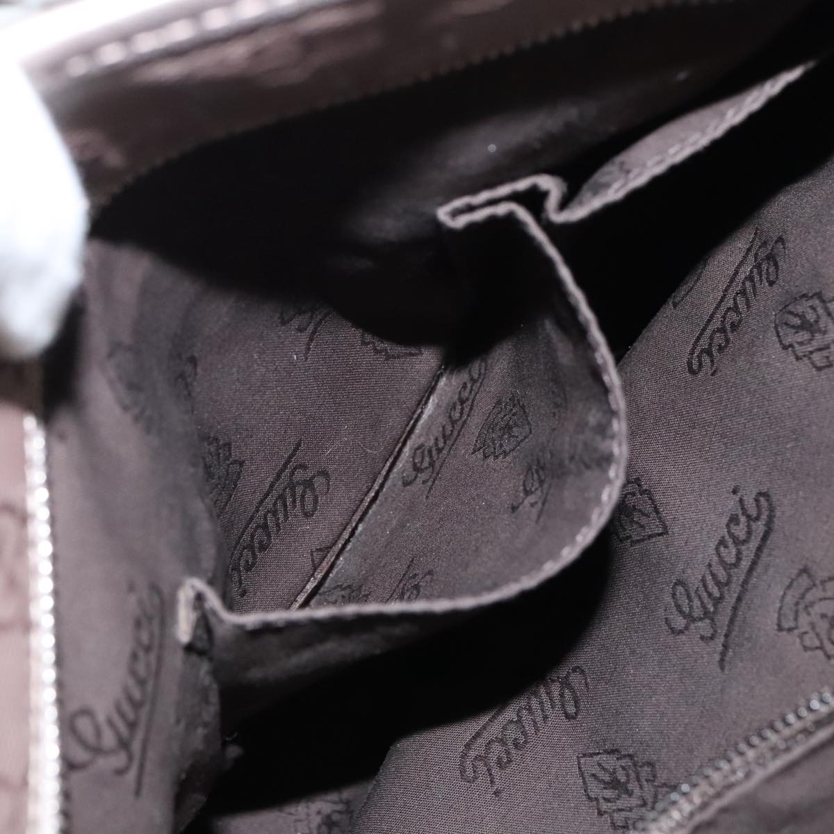 GUCCI GG implementation Tote Bag Silver Metallic 211138 Auth 95586