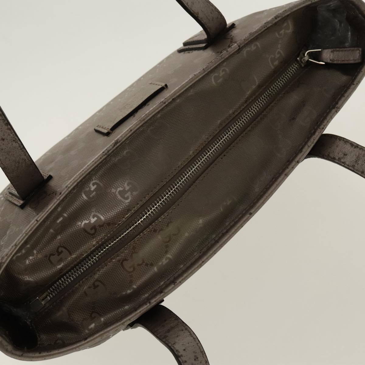 GUCCI GG implementation Tote Bag Silver Metallic 211138 Auth 95586